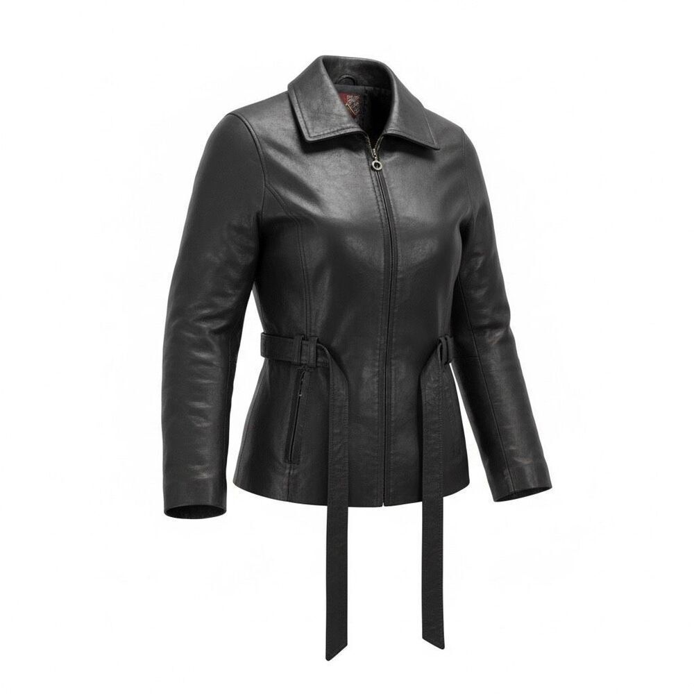 Vtg G-III Black Leather Jacket Women’s Small Quilted Lined 90s Minimalist